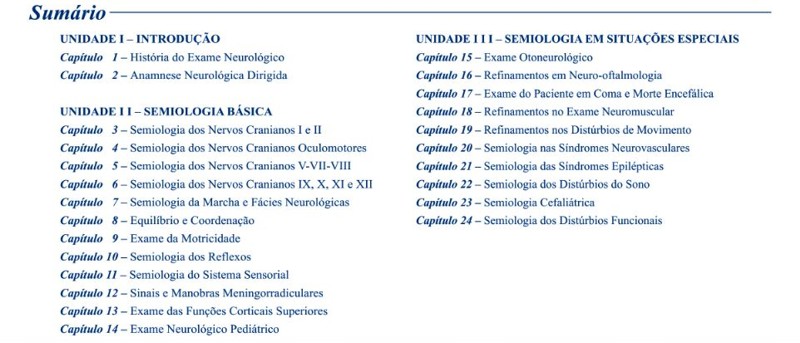 semiologia neurologica - sumario