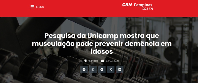 BRAINN - Estudo musculacao e saude cerebro idosos - divulgacao - cbn campinas