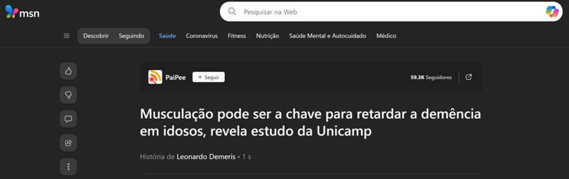 BRAINN - Estudo musculacao e saude cerebro idosos - divulgacao - msn